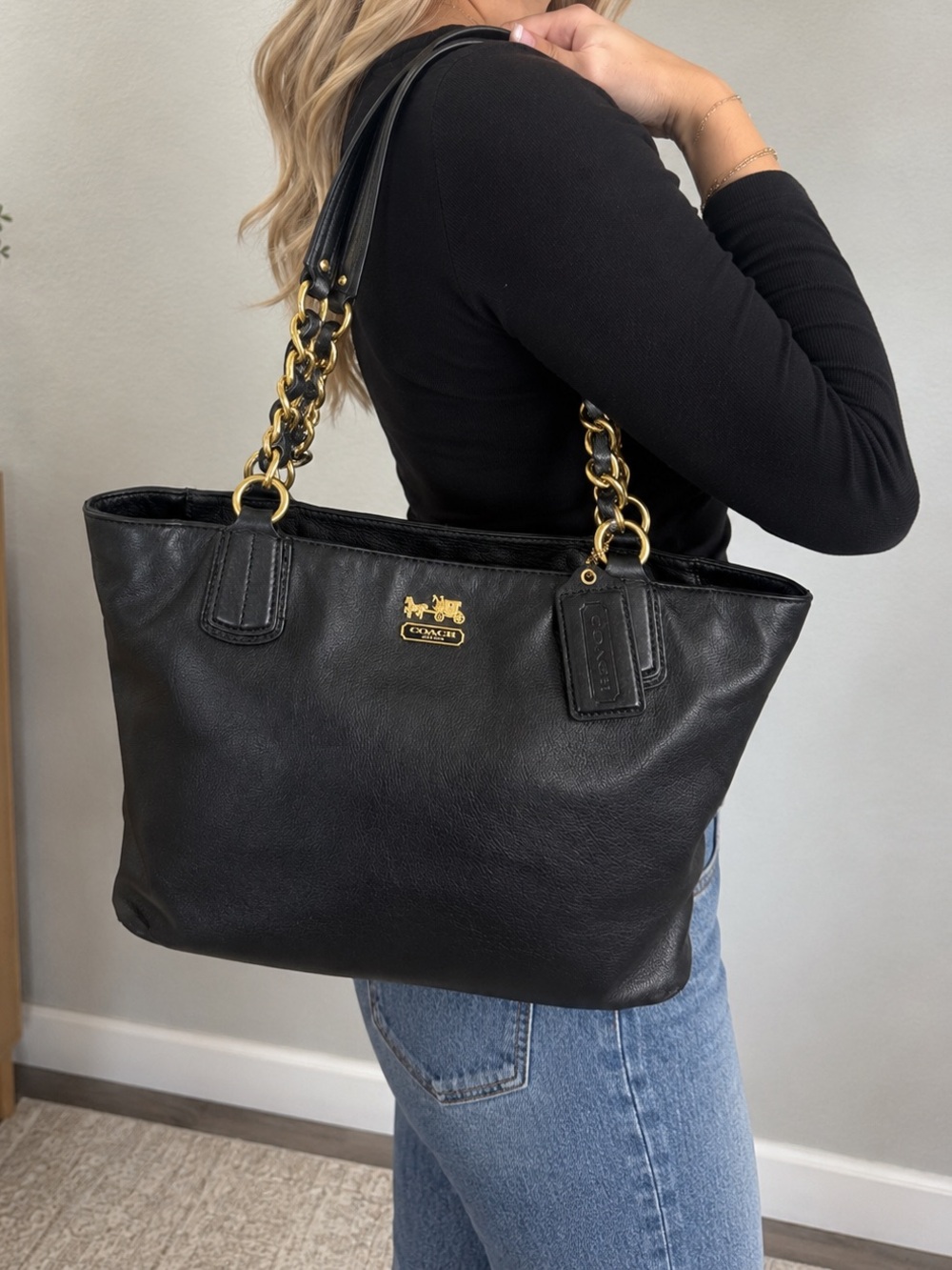 Coach Madison 20466 Black Leather Tote
